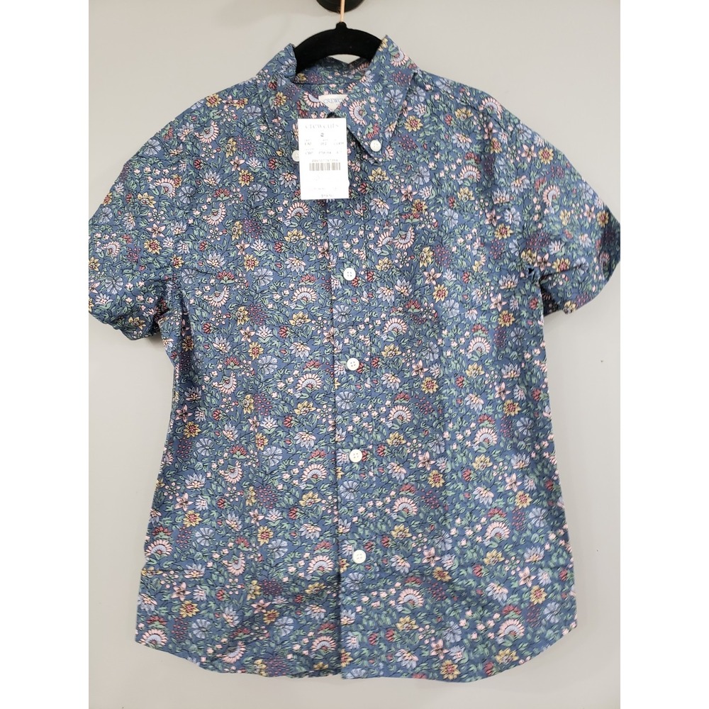 NEW CREWCUTS SIZE 6/7 BOYS FLORAL BUTTON UP SHORT SLEEVE SHIRT DRESS SUMMER